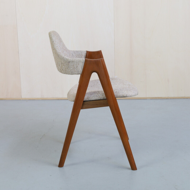 Vintage compass chair in wool and teak by Kai Kristiansen for Sva Møbler, Denmark