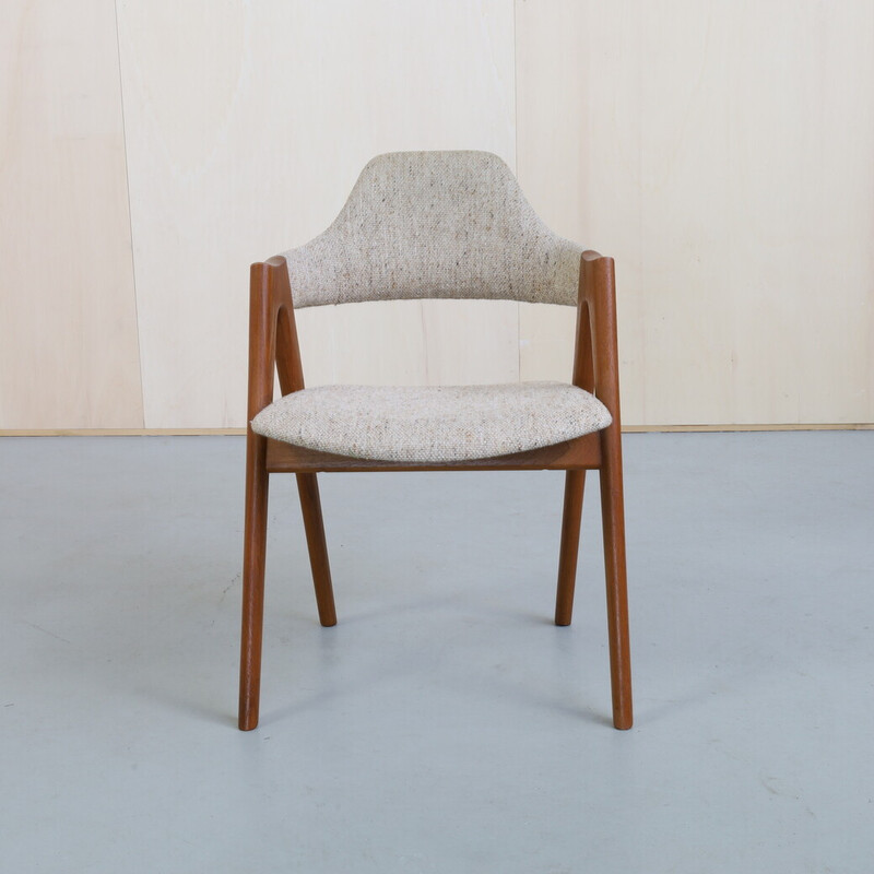 Vintage compass chair in wool and teak by Kai Kristiansen for Sva Møbler, Denmark