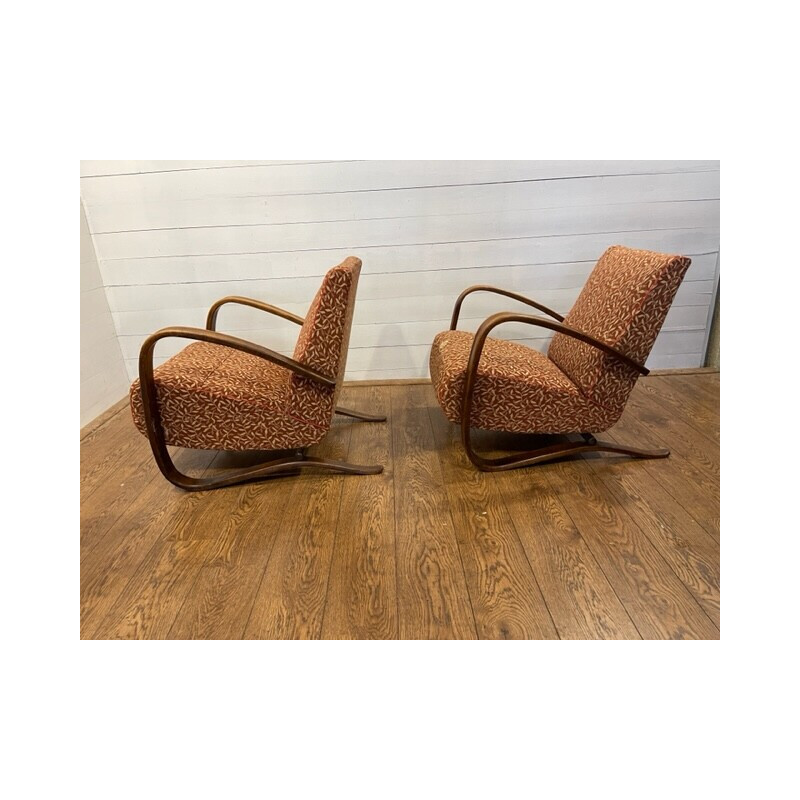 Pair of vintage armchairs H-269 by Jindrich Halabala