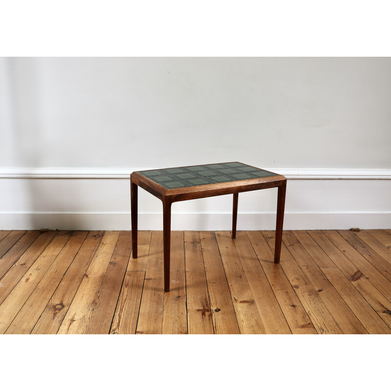 Vintage rosewood and ceramic side coffee table by Hansen, 1960s