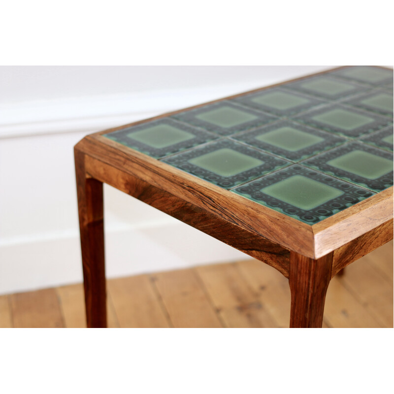 Vintage rosewood and ceramic side coffee table by Hansen, 1960s