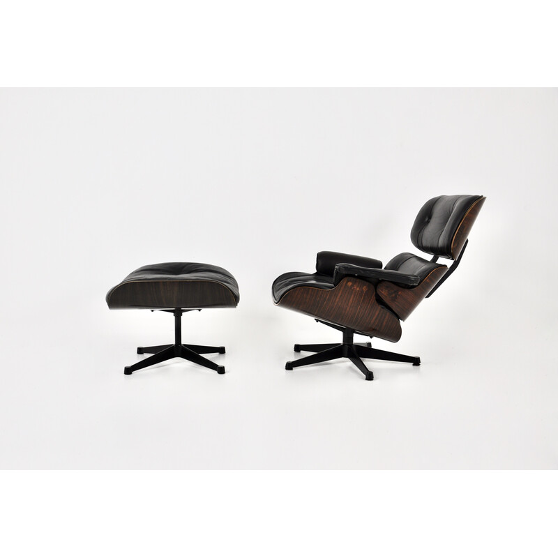 Vintage armchair with ottoman by Charles and Ray Eames for Icf Herman Miller, 1970