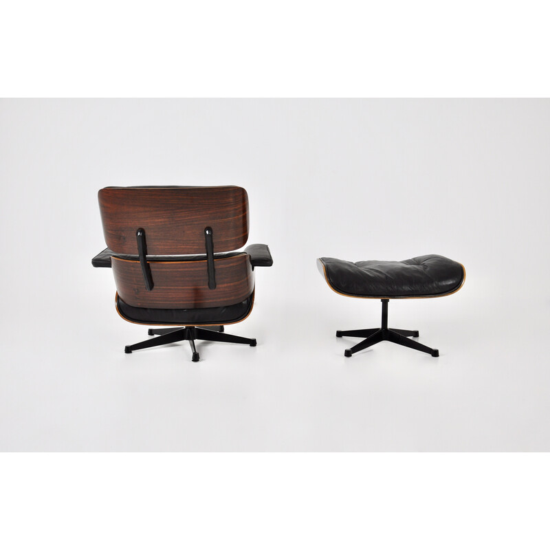 Vintage fauteuil met voetenbankje van Charles en Ray Eames voor Icf Herman Miller, 1970