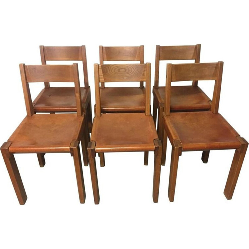 Set of 6 S24 chairs by Pierre Chapo - 1970s