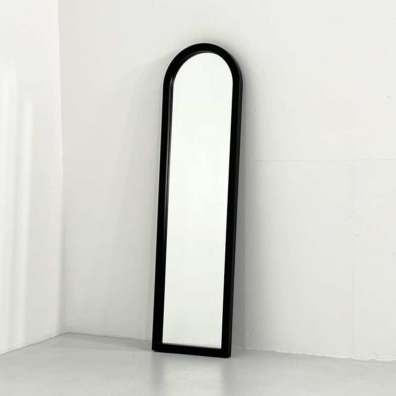Spiegel mit schwarzem Rahmen von Anna Castelli Ferrieri für Kartell, 1980er Jahre