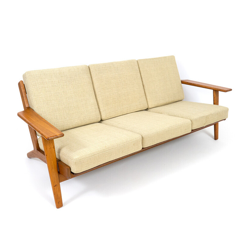 Divano vintage a 3 posti in teak modello Ge 290 di Hans J. Wegner per Getama