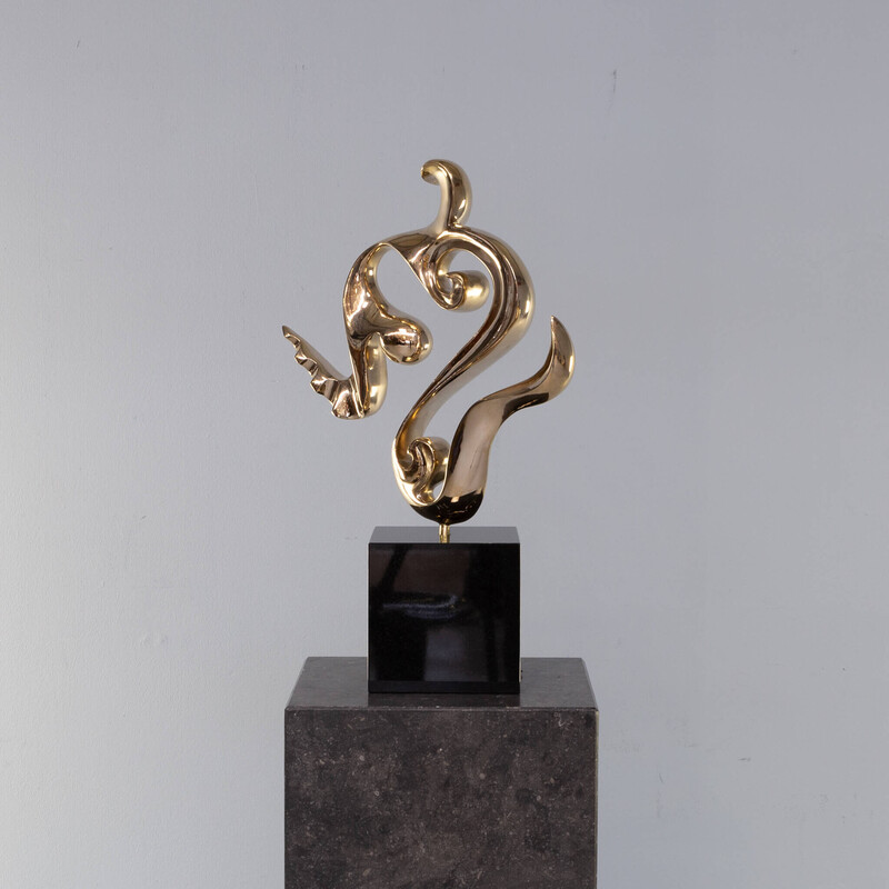 Scultura vintage in bronzo "flow" di Jan Willem Krijger