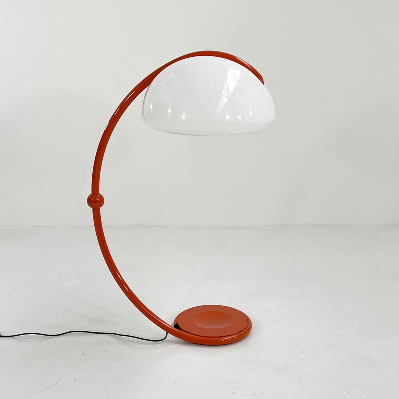 Lámpara de pie vintage Serpente naranja de Elio Martinelli para Martinelli Luce, años 70