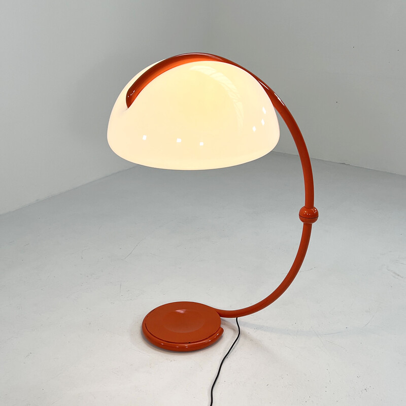 Lampada da terra Serpente arancione vintage di Elio Martinelli per Martinelli Luce, anni '70