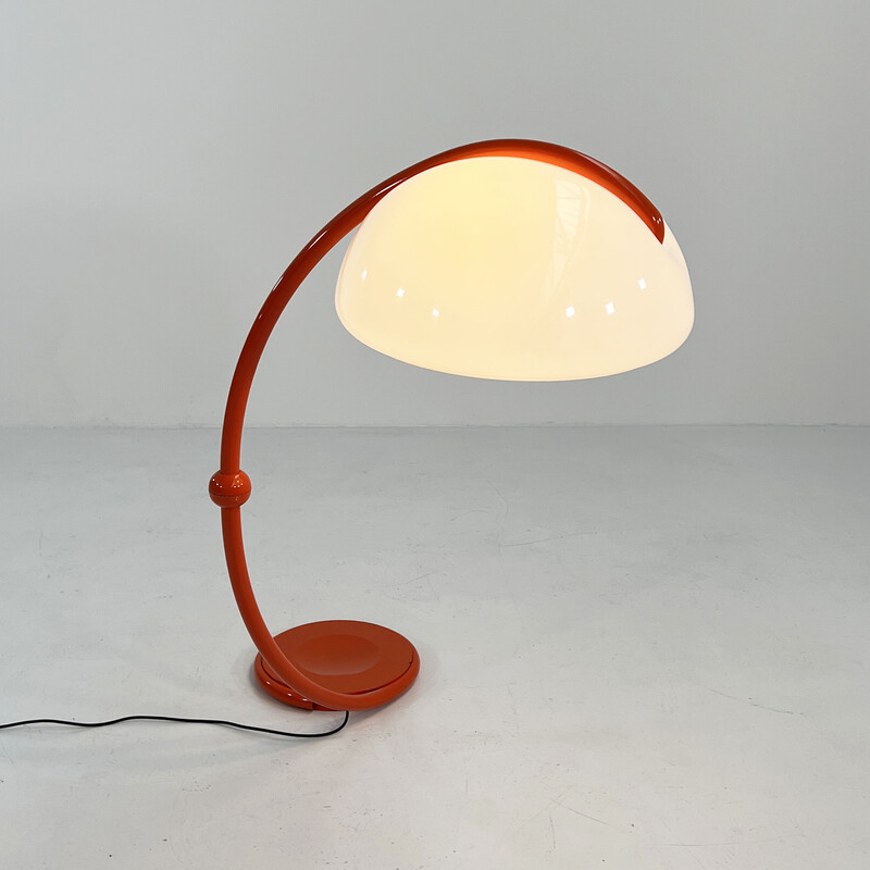 Lampada da terra Serpente arancione vintage di Elio Martinelli per Martinelli Luce, anni '70