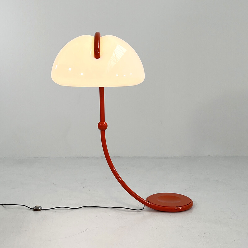 Lámpara de pie vintage Serpente naranja de Elio Martinelli para Martinelli Luce, años 70