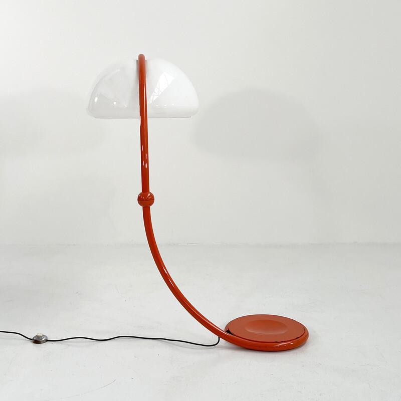 Vintage orange Serpente floor lamp by Elio Martinelli for Martinelli Luce, 1970s