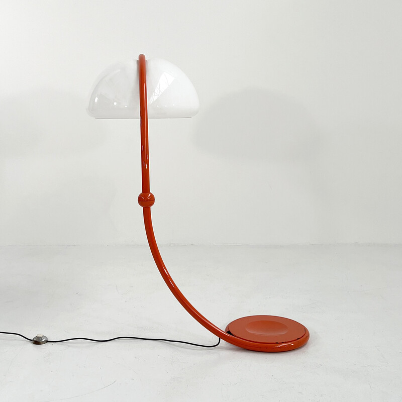 Vintage oranje Serpente vloerlamp van Elio Martinelli voor Martinelli Luce, 1970