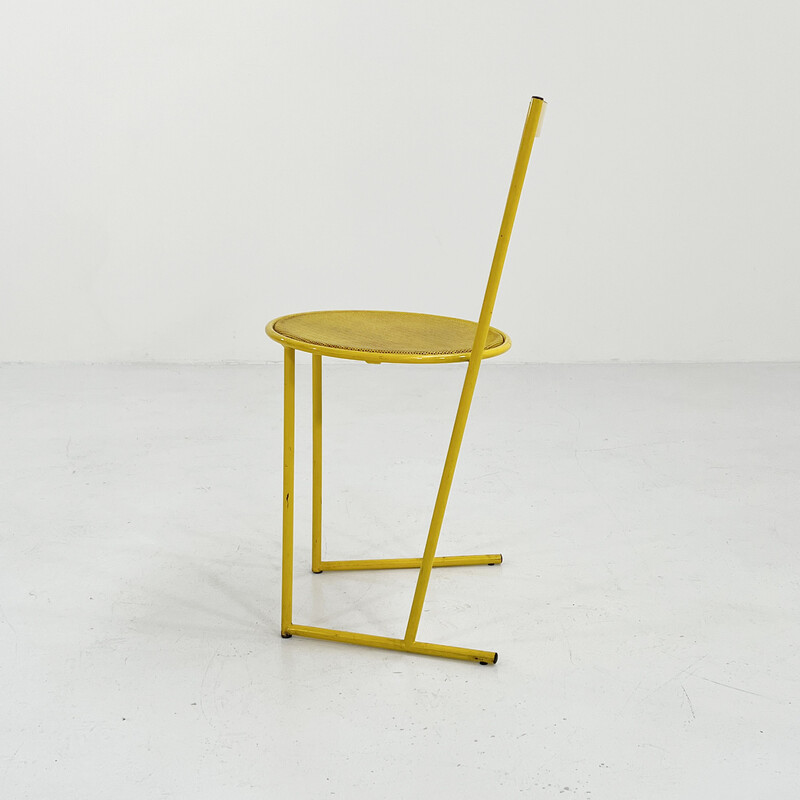 Chaise vintage en métal jaune par Flyline, 1980
