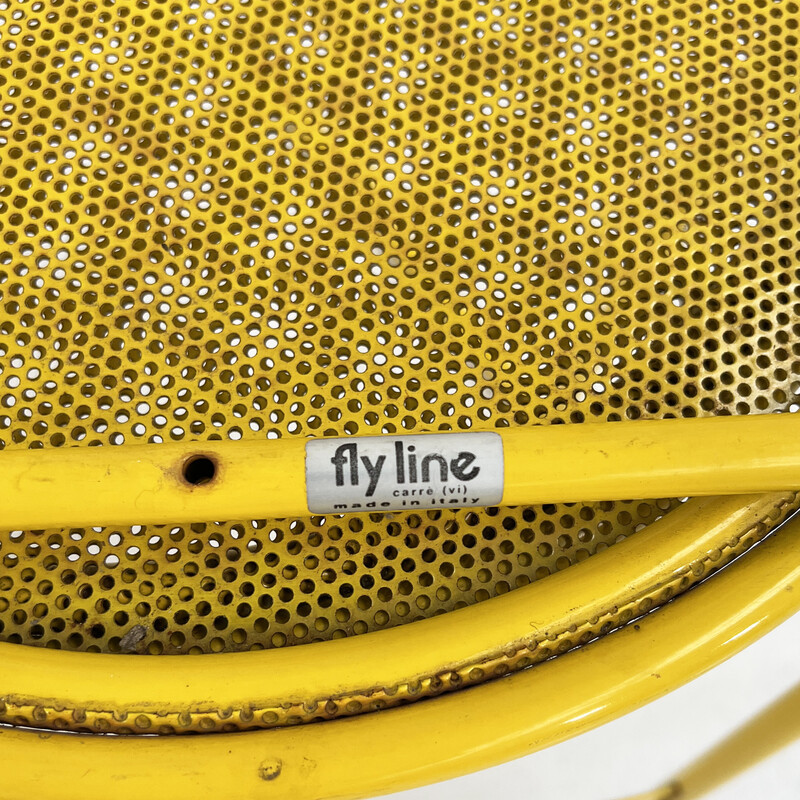 Silla vintage de metal amarillo de Flyline, años 80