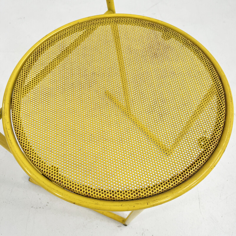 Silla vintage de metal amarillo de Flyline, años 80