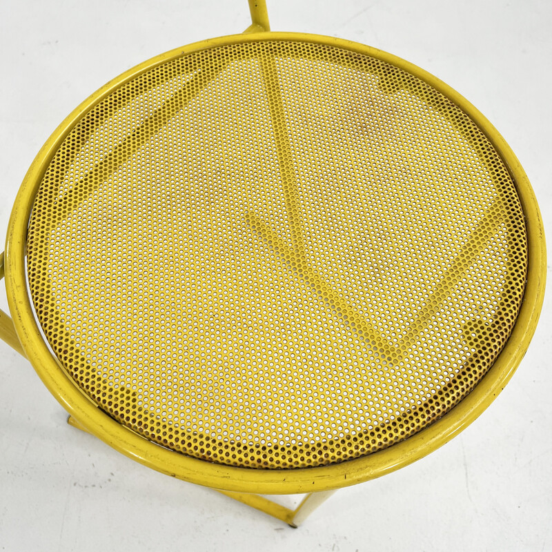 Vintage yellow metal chair by Flyline, 1980s