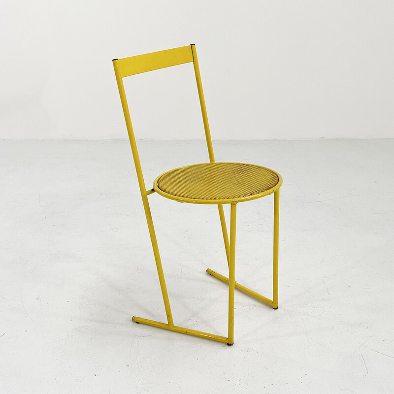 Cadeira de metal amarela Vintage da Flyline, 1980s