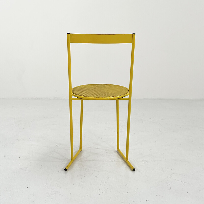 Silla vintage de metal amarillo de Flyline, años 80