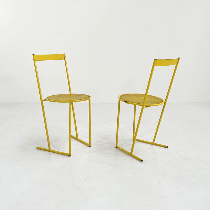 Vintage yellow metal chair by Flyline, 1980s