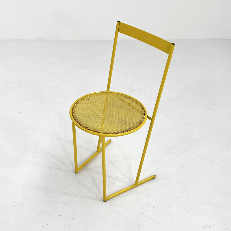 Chaise vintage en métal jaune par Flyline, 1980