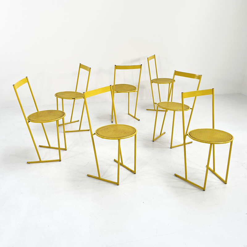 Vintage yellow metal chair by Flyline, 1980s