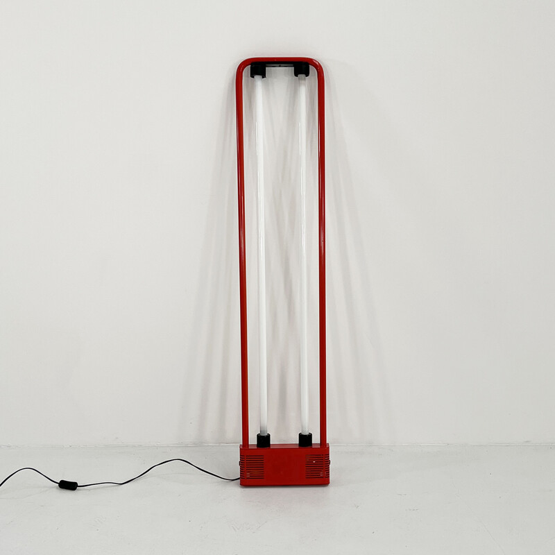 Lámpara de pie vintage Neon roja de Gian N. Gigante para Zerbetto, años 80
