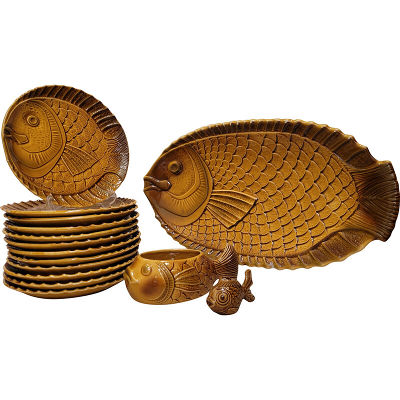 Vintage "Bream" ceramic dinner set, France