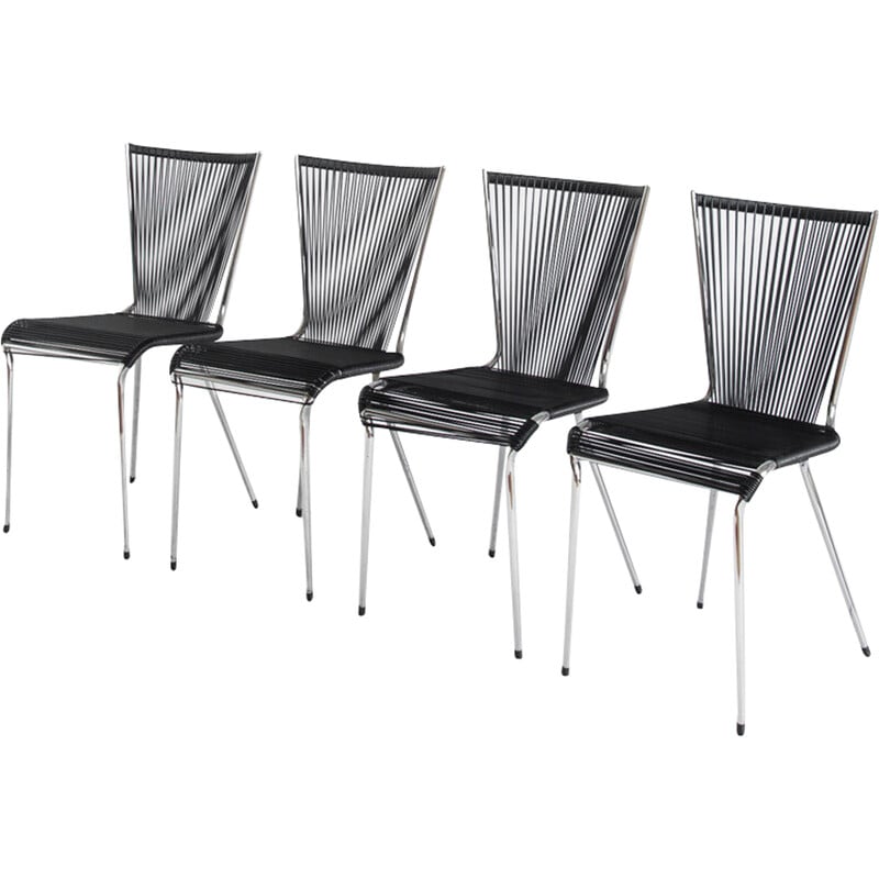Set of 4 vintage chairs by André Monpoix, France 1960
