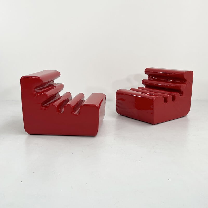 Vintage red Karelia armchair by Liisi Beckmann for Zanotta, 1960s