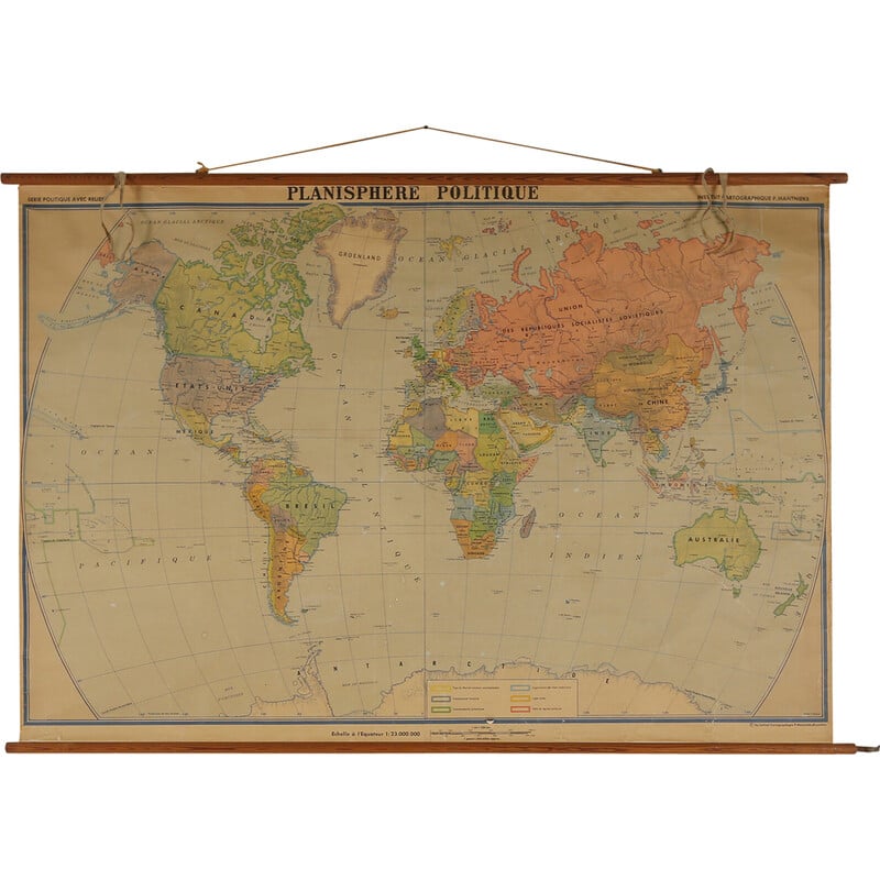 Carte scolaire mondiale vintage, 1950
