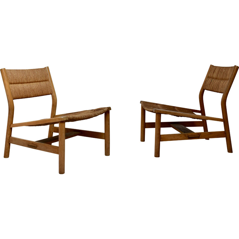 Pair of vintage "Week-end" armchairs by Pierre Gautier Delaye for Vergnères, 1955