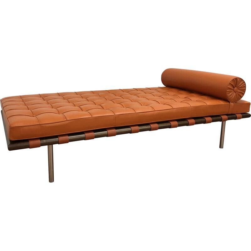 Vintage orange leather daybed for Knoll
