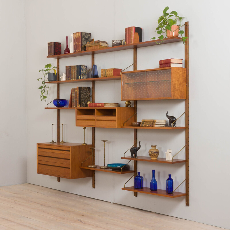 Danish vintage modular bookcase in teak by P. Cadovius for Cado, 1960s