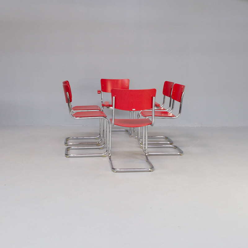 Set van 6 vintage S43F eetkamerstoelen van Mart Stam voor Thonet