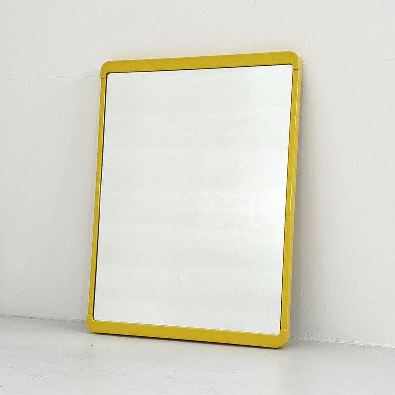 Miroir vintage à cadre jaune par Metalplastica, 1970