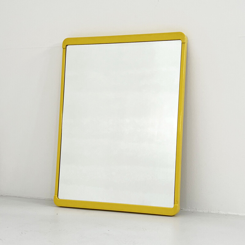 Vintage yellow frame mirror by Metalplastica, 1970s
