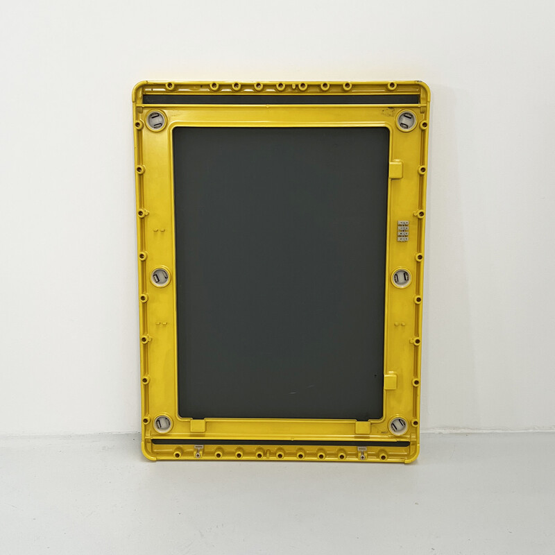 Vintage spiegel met gele lijst van Metalplastica, 1970