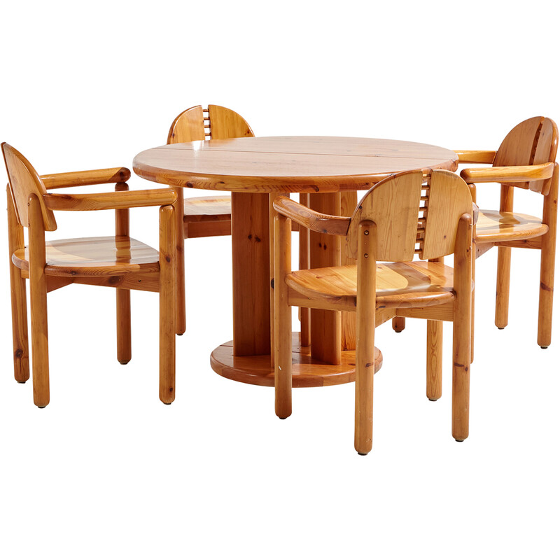 Vintage pine dining set by Rainer Daumiller for Hirtshals Sawmill, 1980s