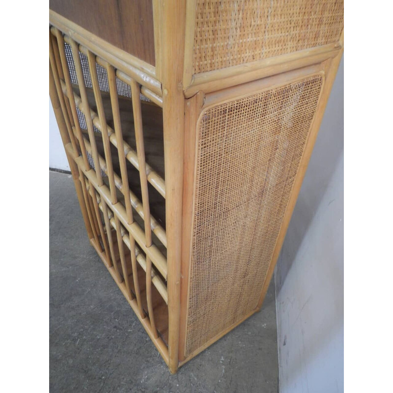 Vintage rattan shoe cabinet, 1970