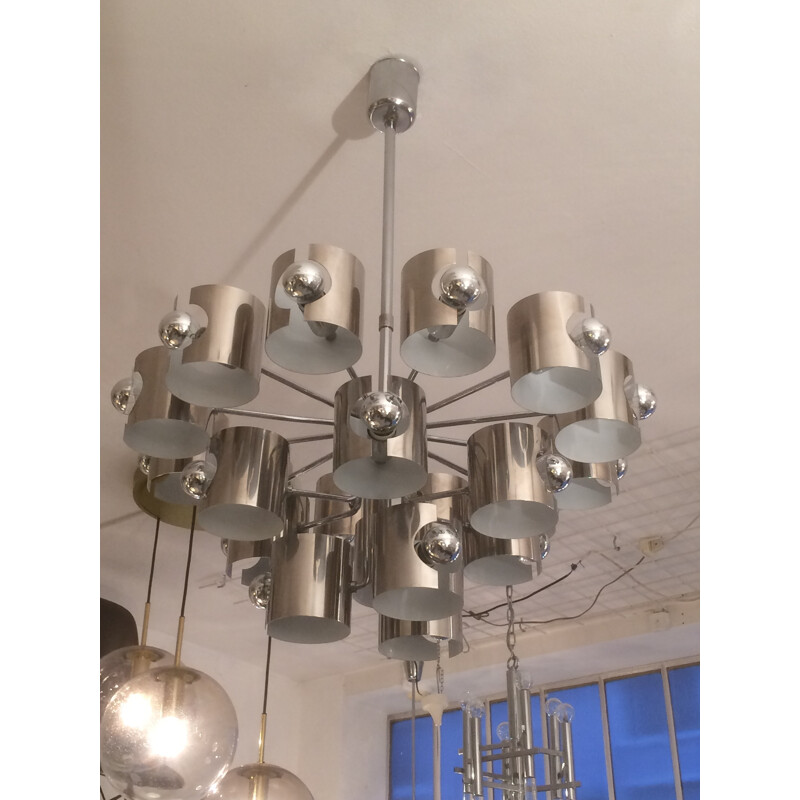 Big aluminium lamperti chandelier 21 lights - 1970s