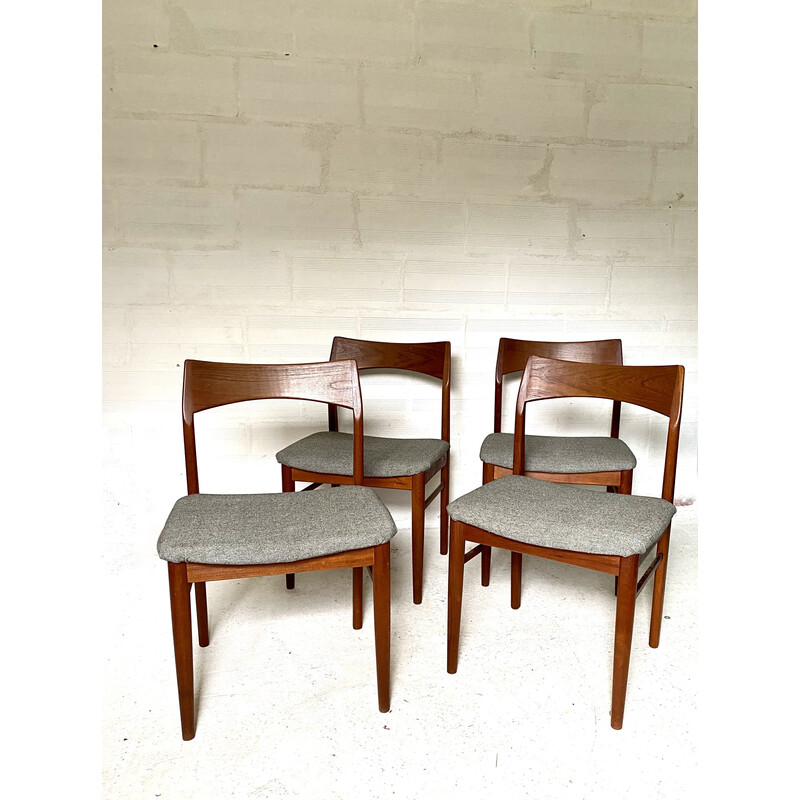 Conjunto de 4 cadeiras de teca vintage de Henning Kjaernulf para Vejle Mobelfabrik