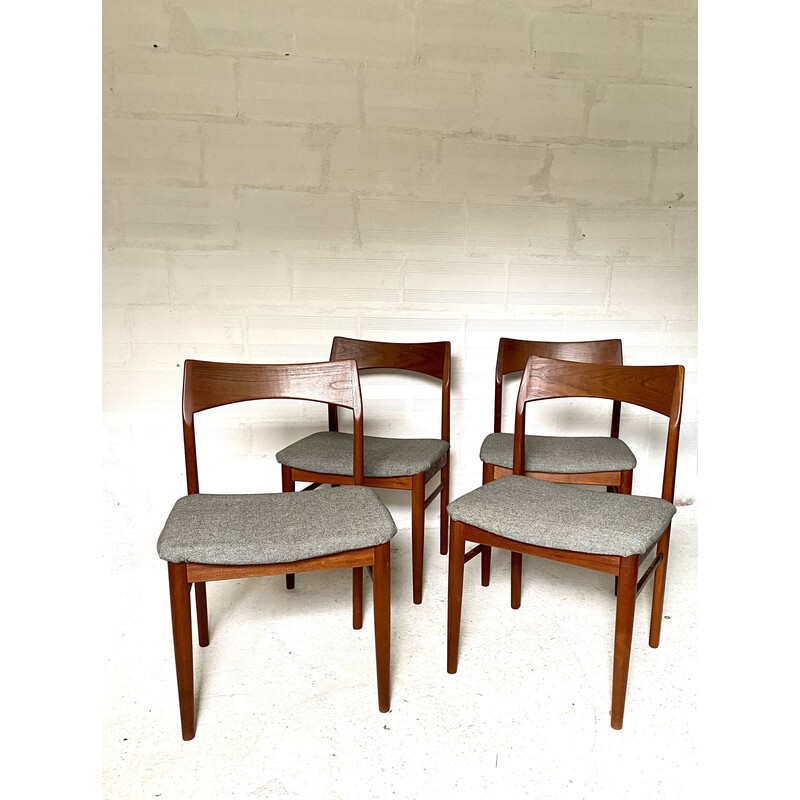 Lot de 4 chaises vintage en teck par Henning Kjaernulf pour Vejle Mobelfabrik