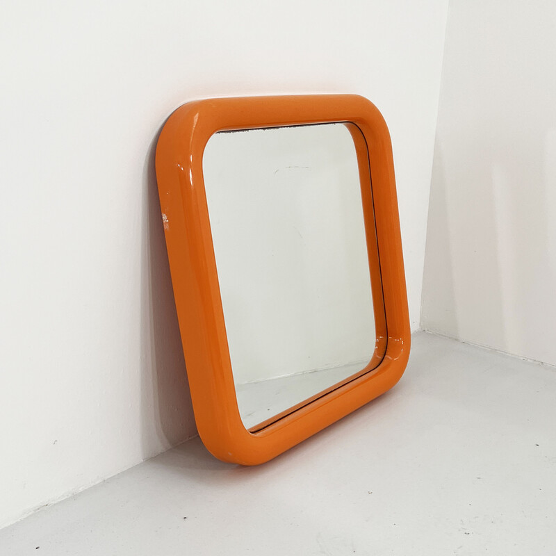 Vintage orange framed mirror by Carrara and Matta, 1970s
