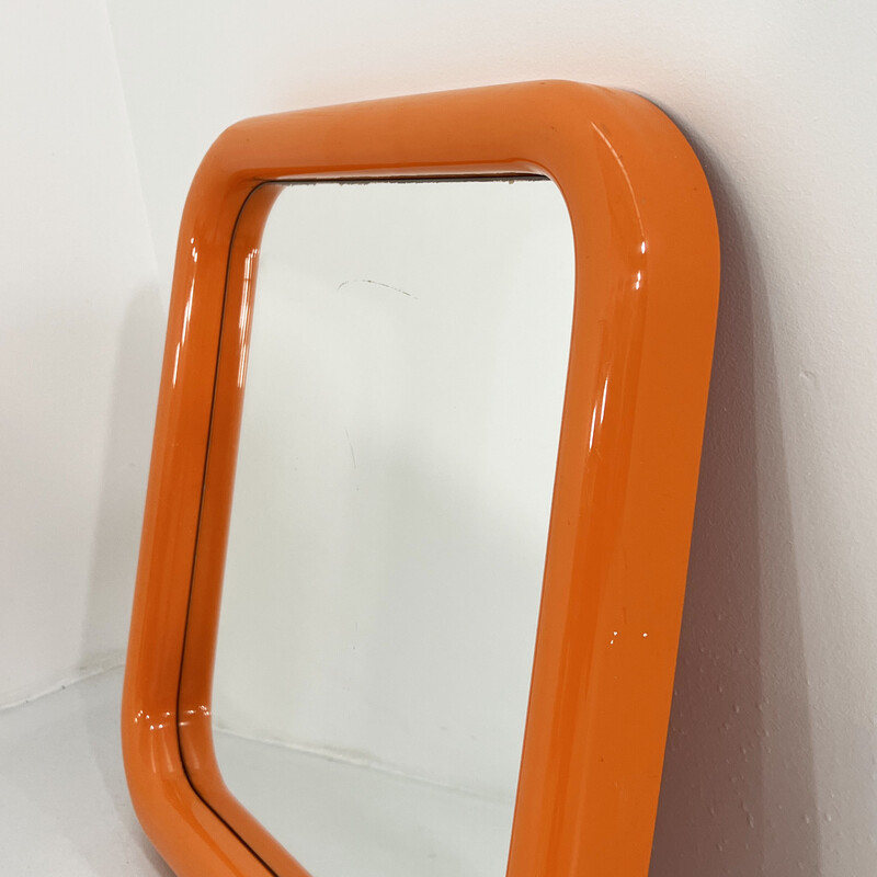 Miroir vintage à cadre orange de Carrara et Matta, 1970