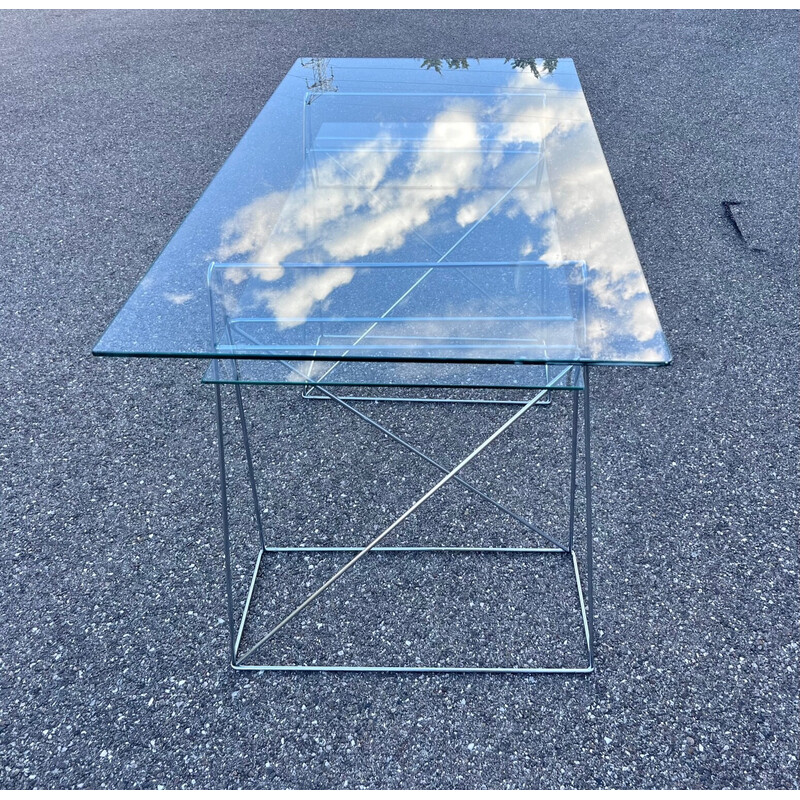 Vintage desk in chrome and glass