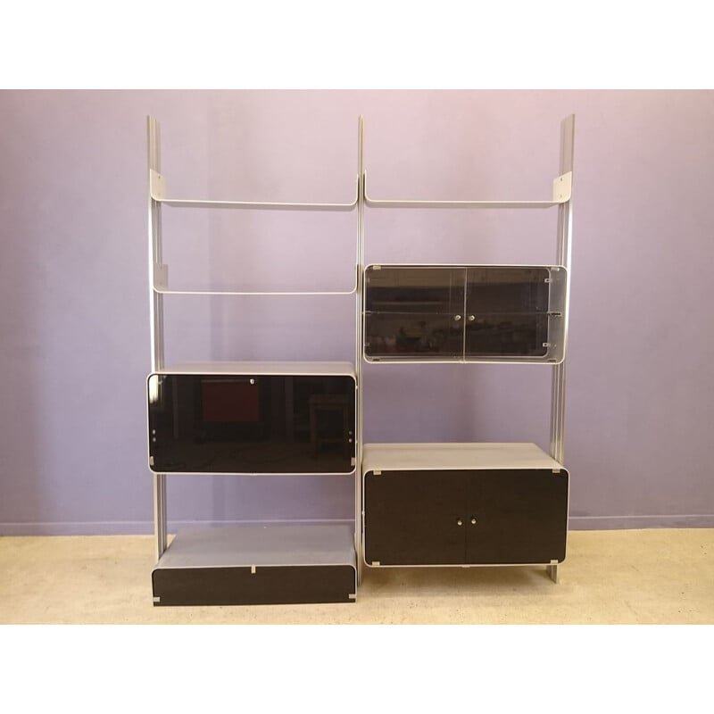 Modular aluminum shelf with cabinets - 1970