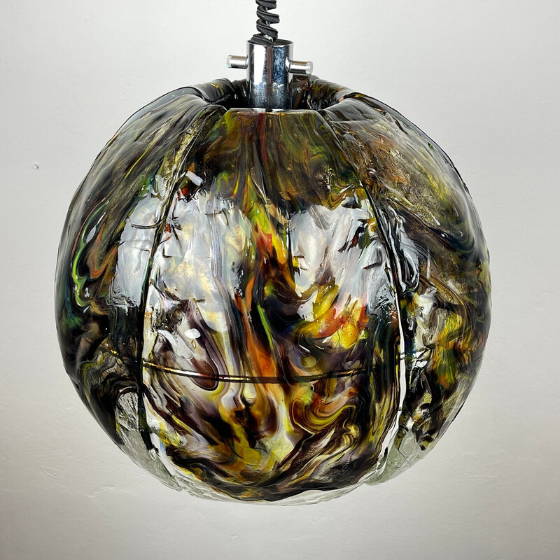 Vintage Murano glass pendant lamp by Mazzega, Italy 1970