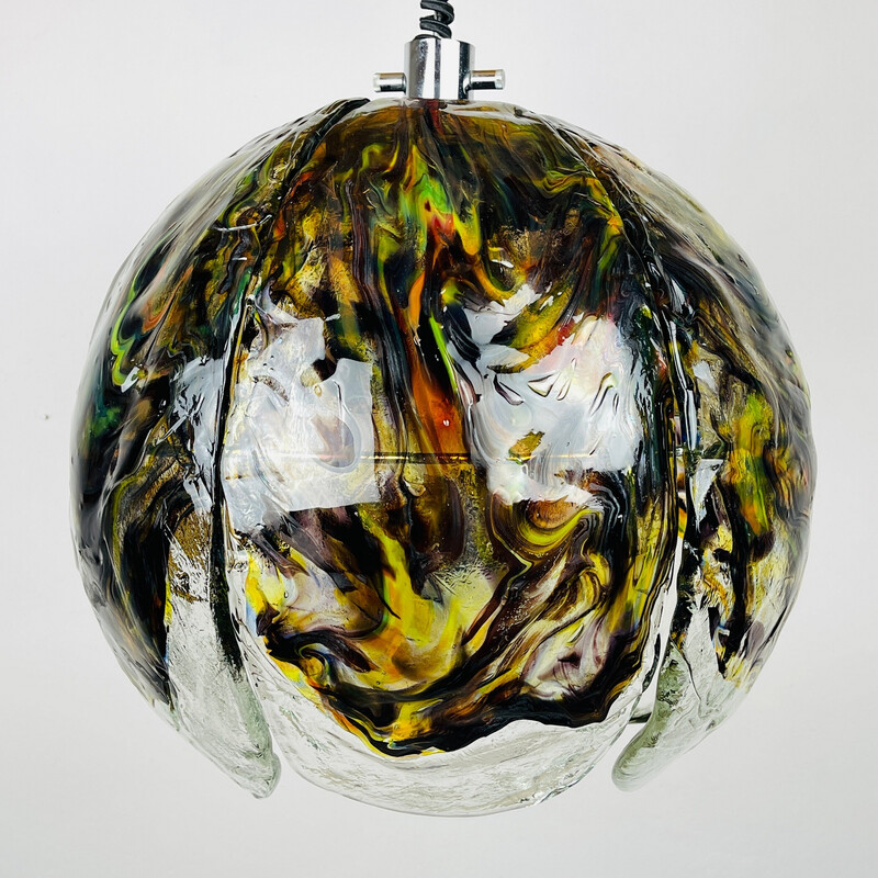 Lámpara colgante vintage de cristal de Murano por Mazzega, Italia 1970