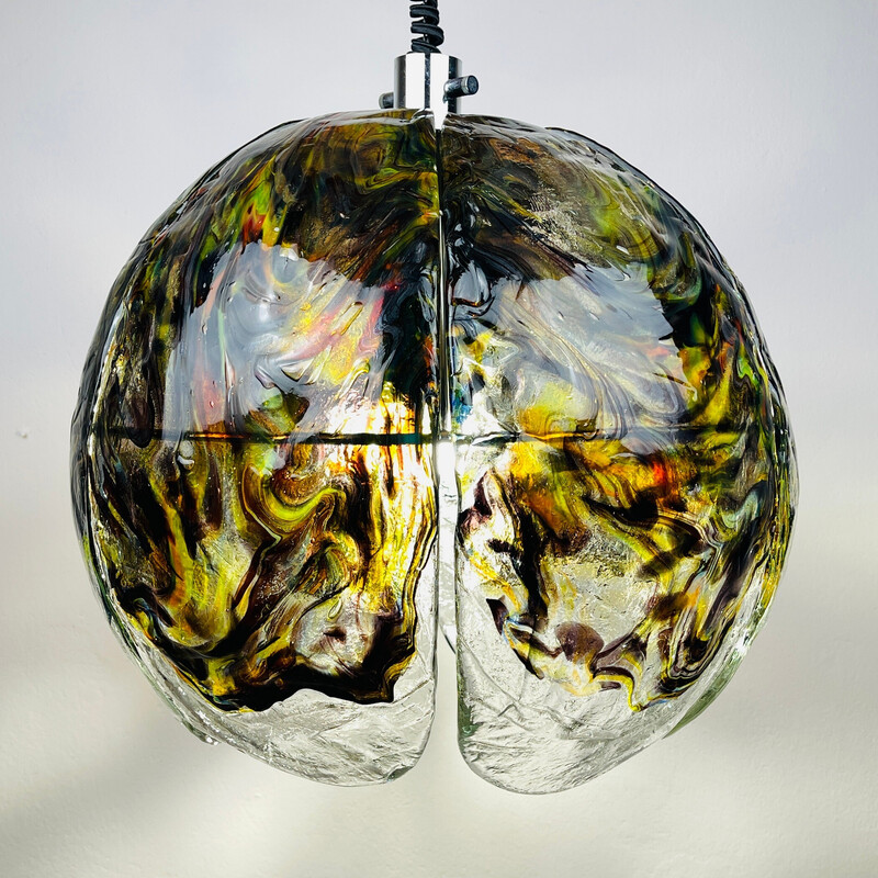 Vintage Murano glass pendant lamp by Mazzega, Italy 1970